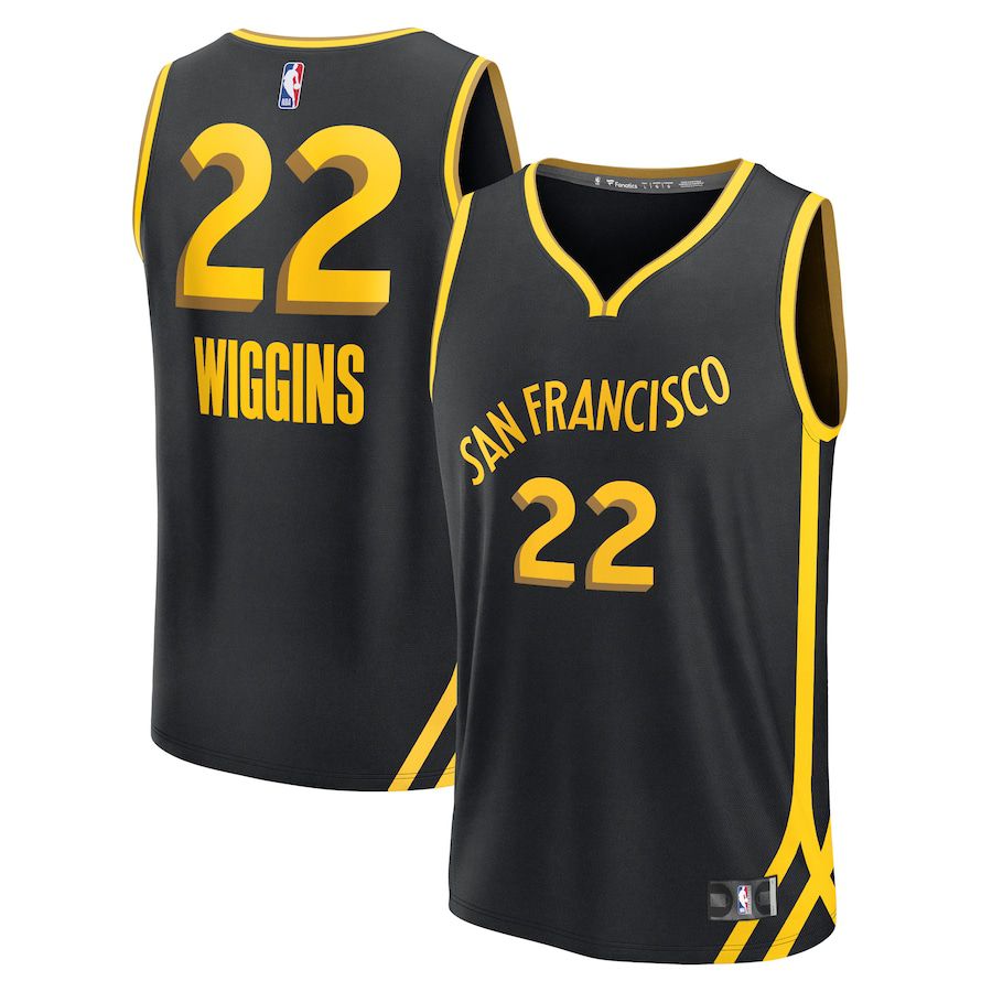 Men Golden State Warriors #22 Andrew Wiggins Fanatics Branded Black City Edition 2023-24 Fast Break NBA Jersey